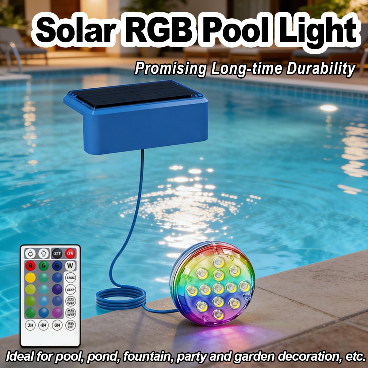 Pool Light Solar Rechargeable - 수중 태양광 수영장 조명, 리모컨 LED