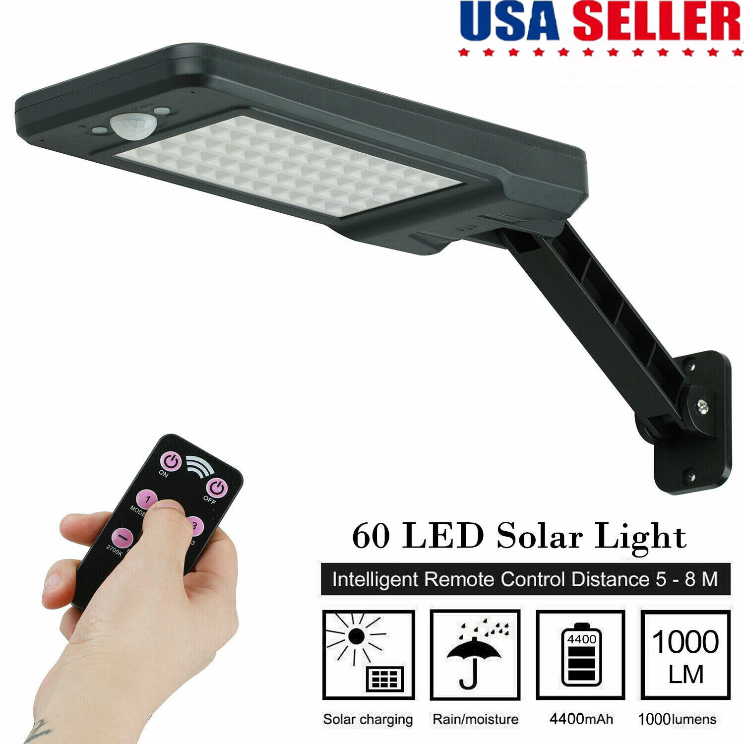 Pool Light Solar Rechargeable - 태양광 충전식 벽등, 60루멘, 실외용, 방수