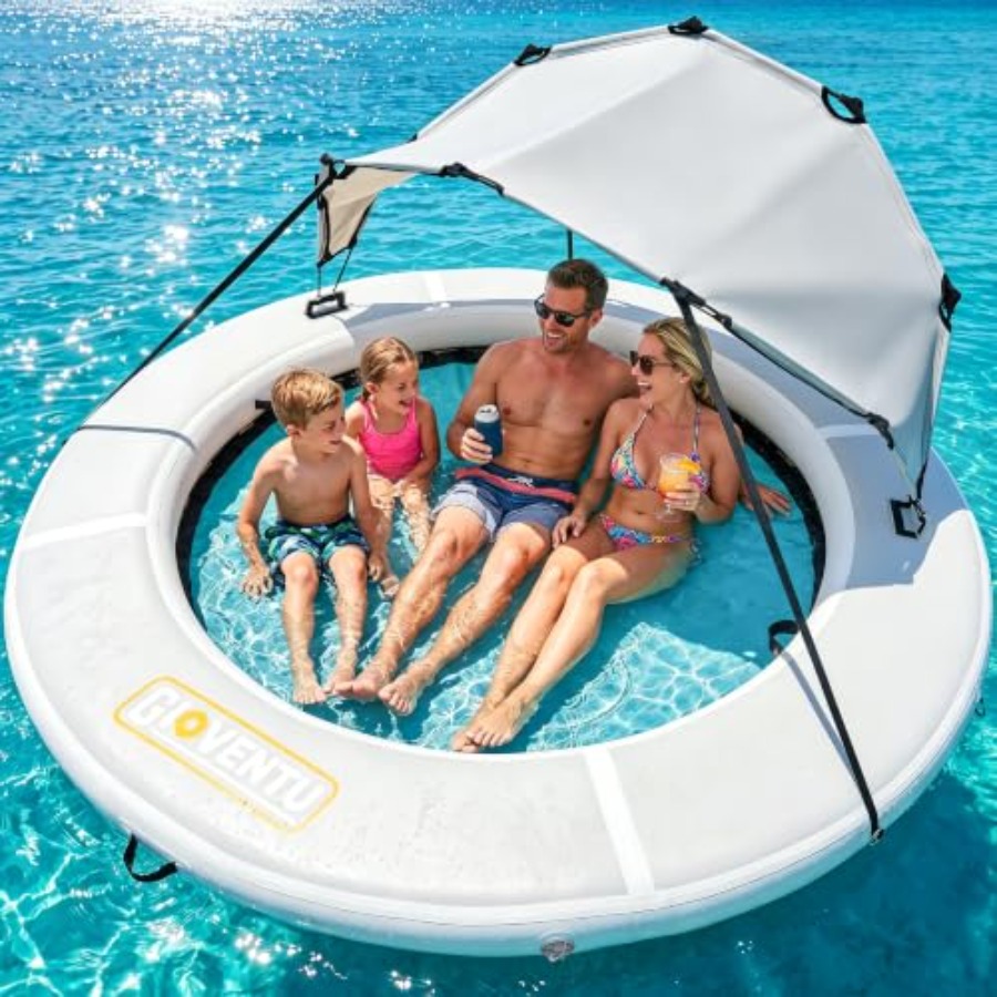 Pool Float Ring Inflatable - 8피트(2.4m) 크기의 수상 해먹형 튜브, 호수