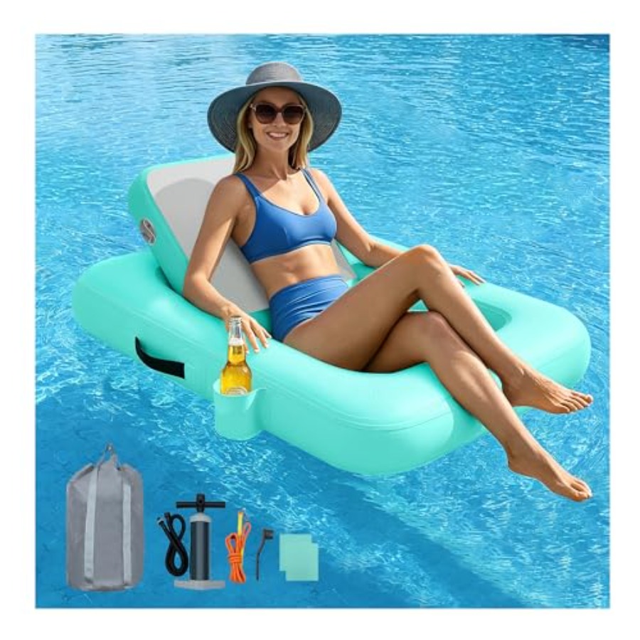 Pool Lounger Inflatable - 등받이가 있는 플로팅 의자 성인용 풍선형