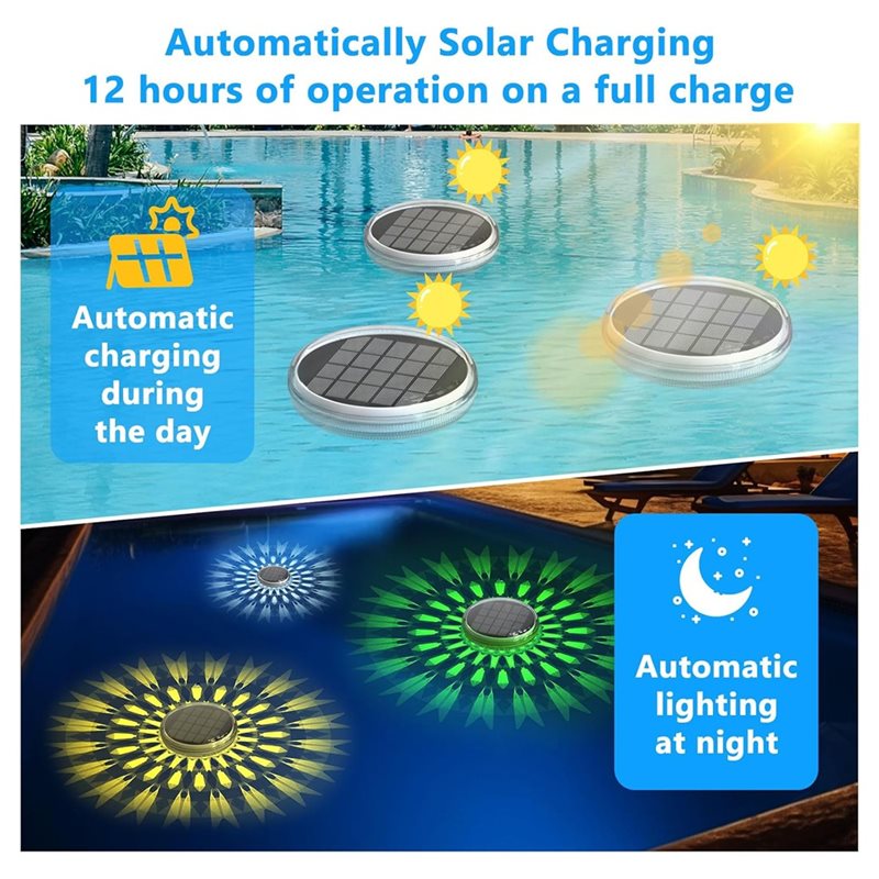 Pool Light Solar Rechargeable - ABJI 태양광 충전식 수영장용 부유 조명(4개
