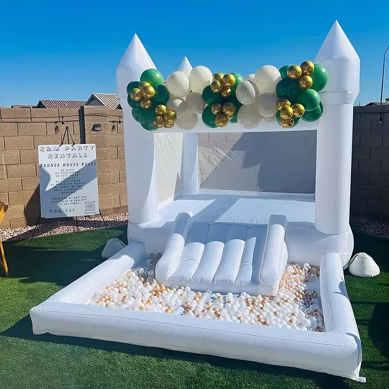 Water Slide Inflatable - 20264m 화이트 그레이드 어린이용 풍선 놀이터,