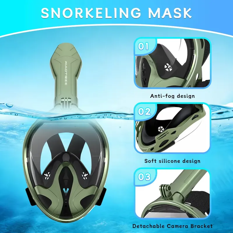 성인용 풀페이스 스노클 마스크 180 °   파노라마  - Snorkel Mask Full Face 리뷰 및 가격