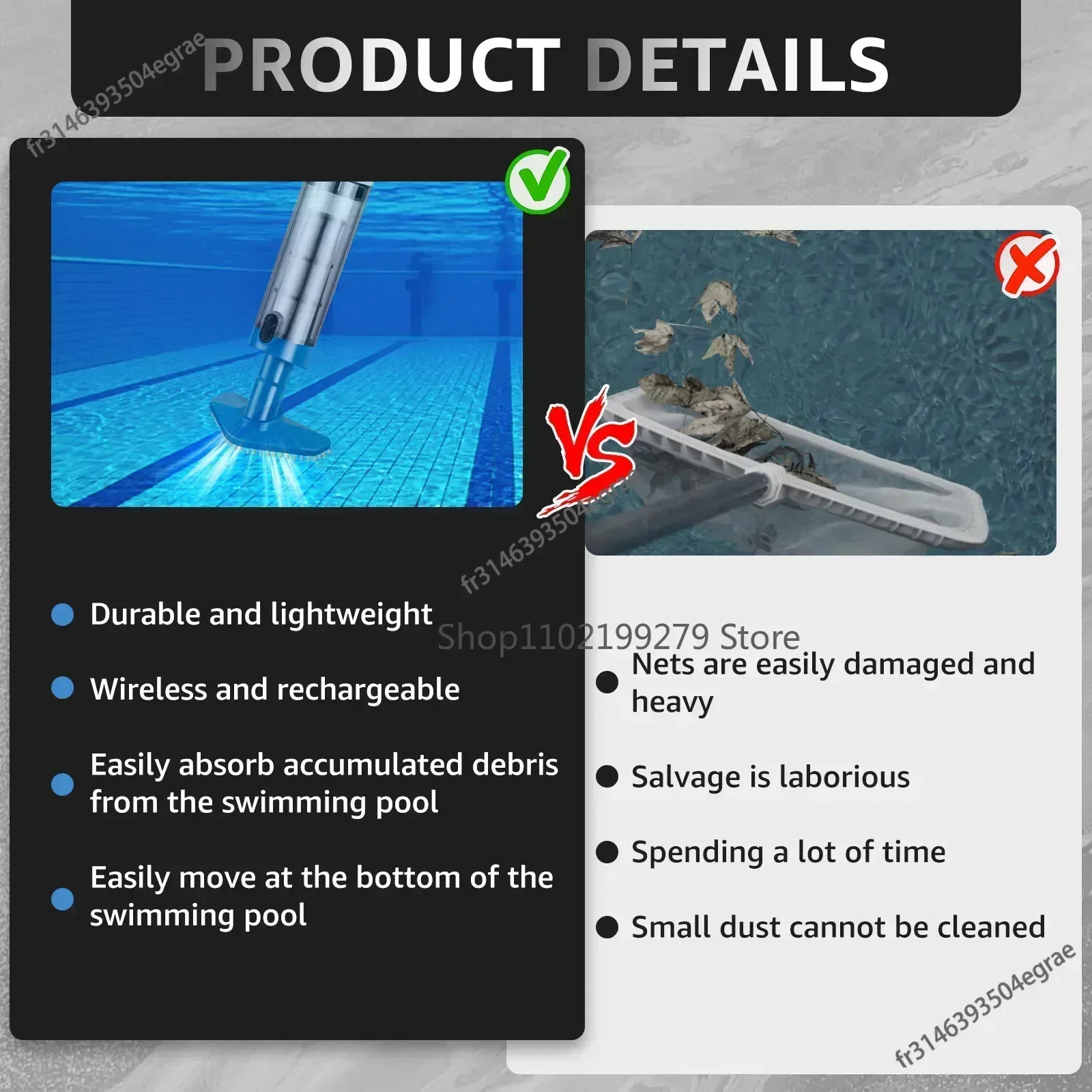 신형 수영장 청소기 충전식 수영장 어항 수영장 휴대용  - Pool Vacuum Manual 리뷰 및 가격