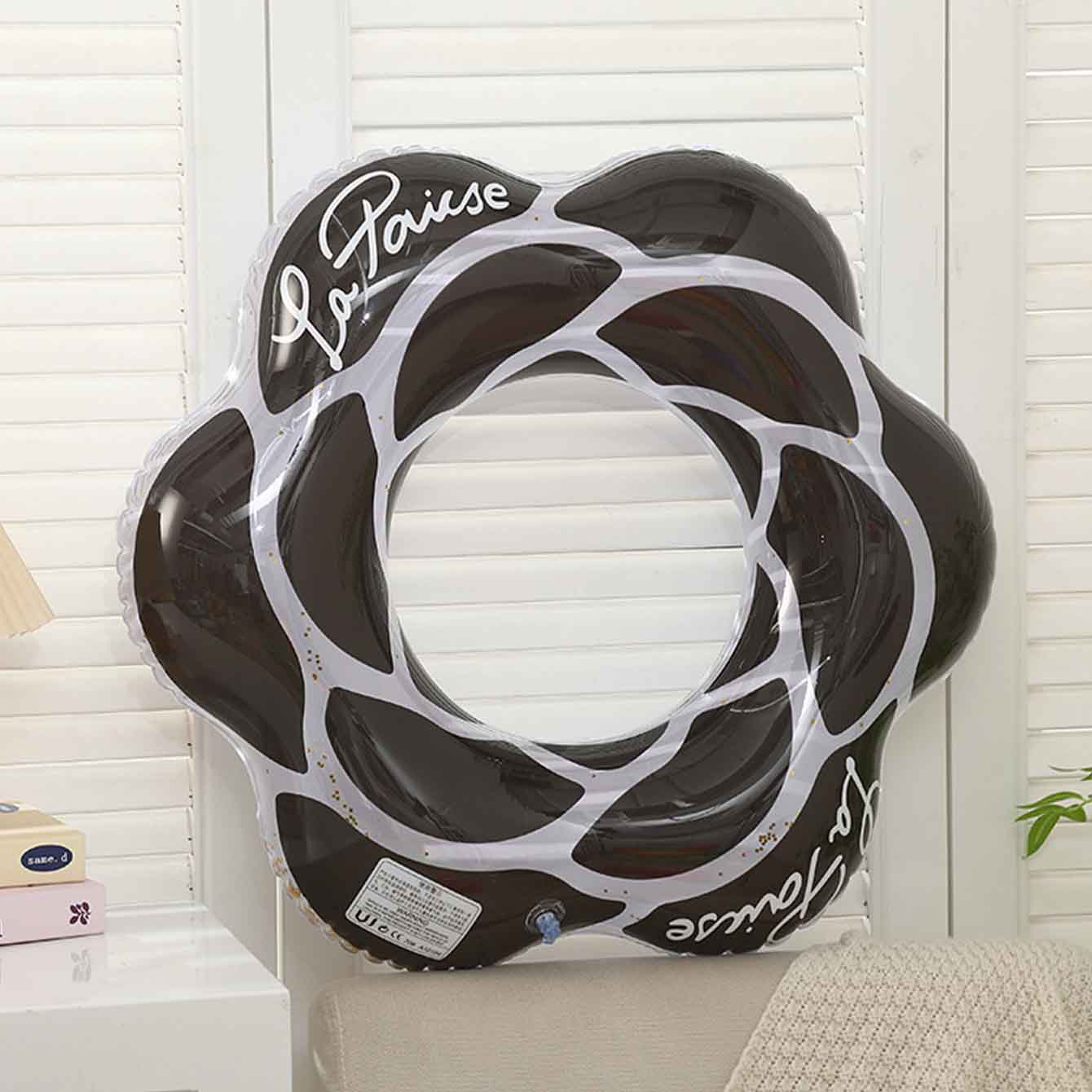 1개 분홍색 검정색 꽃무늬 풍선형 수영 튜브 성인용 수 - Pool Float Ring Inflatable 리뷰 및 가격
