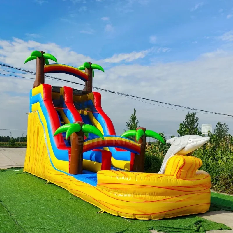 대형 열대 돌고래 테마 에어바운스 워터 슬라이드(랜딩  - Water Slide Inflatable 리뷰 및 가격