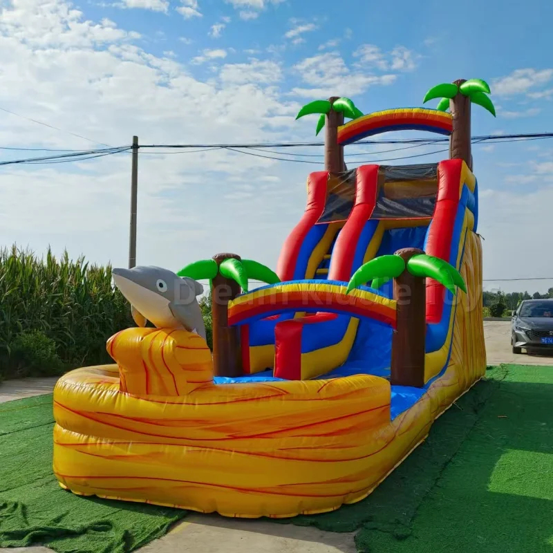 대형 열대 돌고래 테마 에어바운스 워터 슬라이드(랜딩  - Water Slide Inflatable 리뷰 및 가격