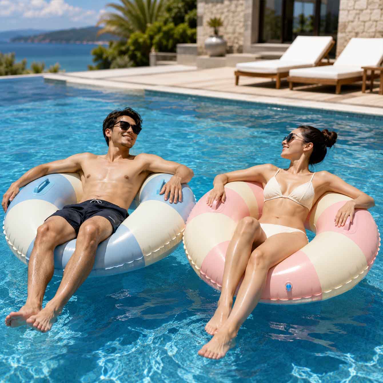 손잡이가 있는 1PC 풍선형 수영 링, 성인용 수영 튜 - Pool Float Ring Inflatable 리뷰 및 가격