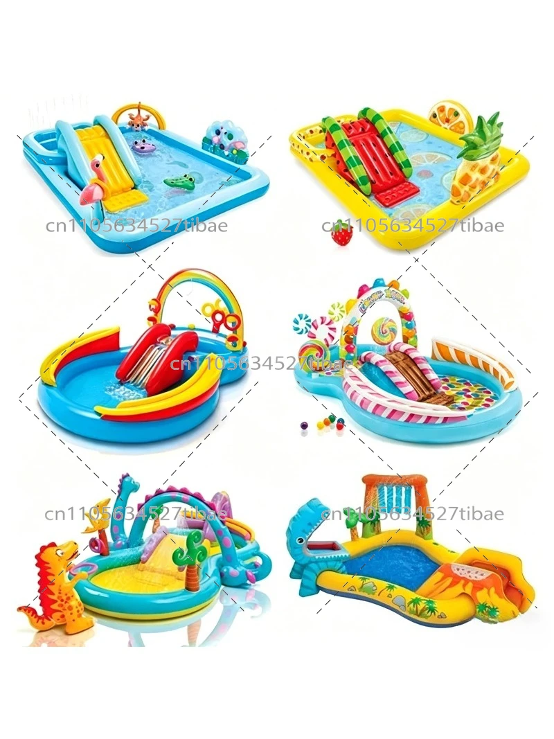 풍선형 무지개 어린이 수영장 슬라이드 포함 가족 놀이  - Water Slide Inflatable 리뷰 및 가격