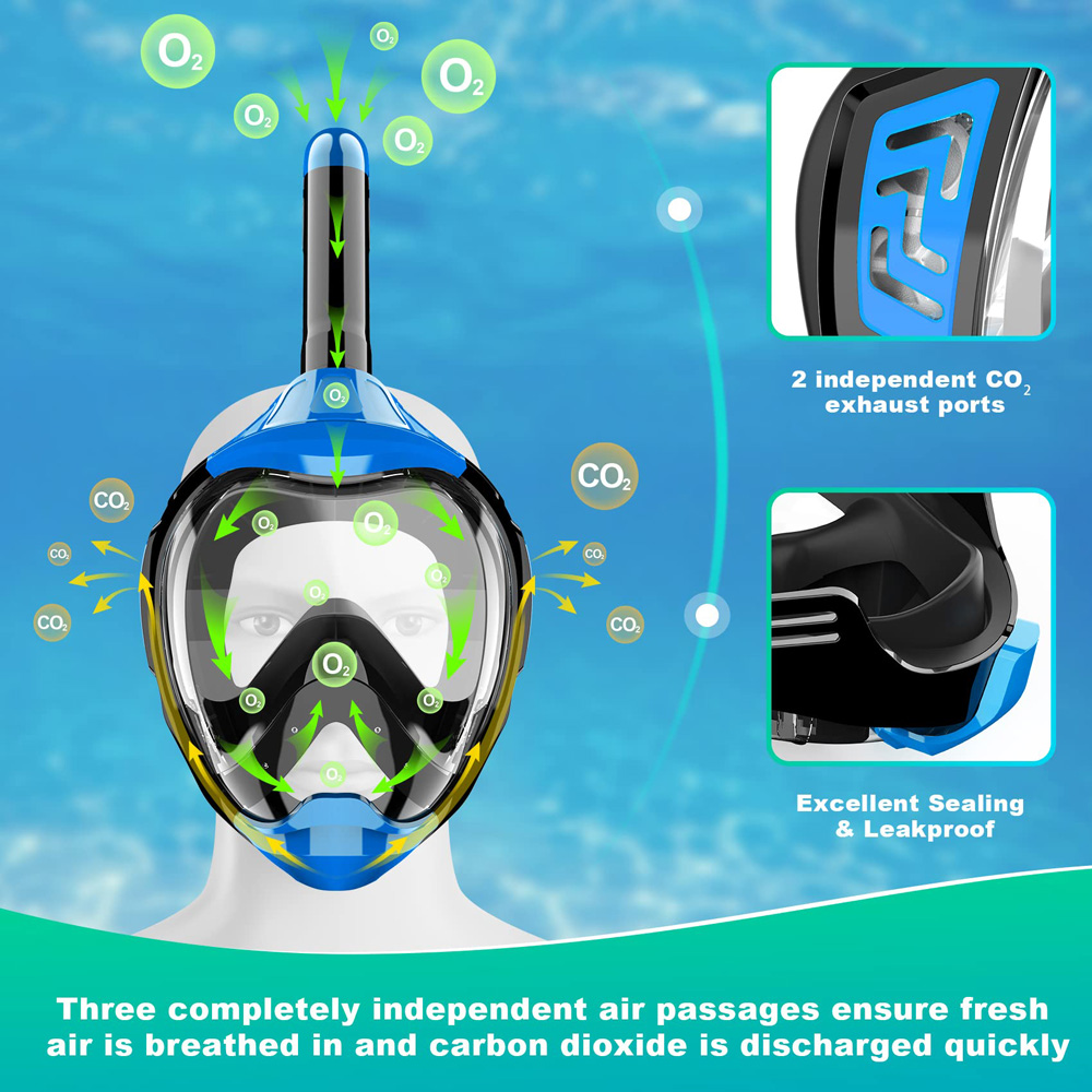 최신 드라이 탑 호흡 시스템을 갖춘 풀 페이스 스노클  - Snorkel Mask Full Face 리뷰 및 가격