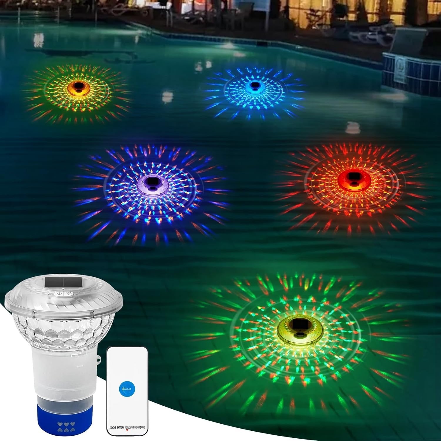 리모컨으로 조종하는 태양광 충전식 수영장 조명 RGB  - Pool Light Solar Rechargeable 리뷰 및 가격